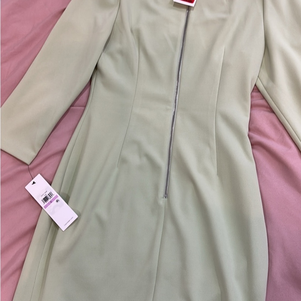 Calvin Klein Light Green Long Sleeve Dress